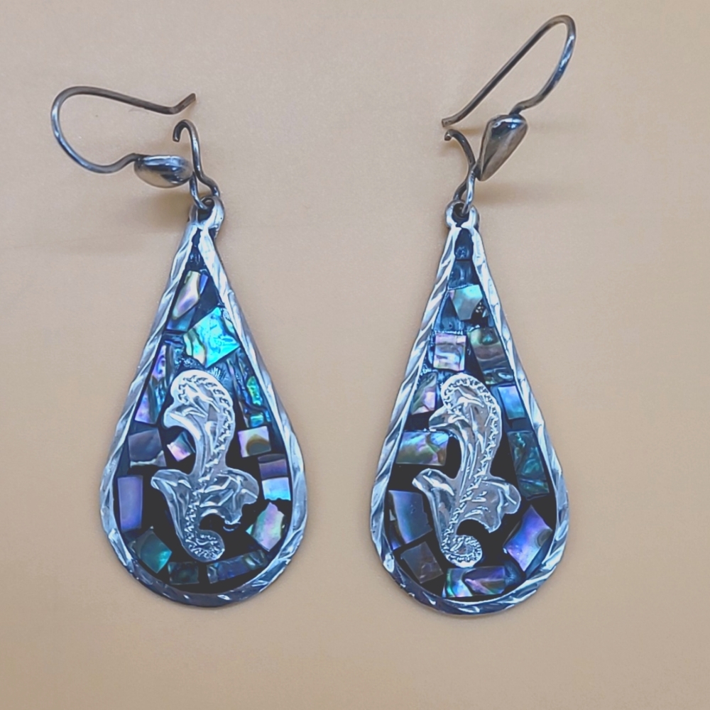 Abalone Drop Sterling Silver Earrings